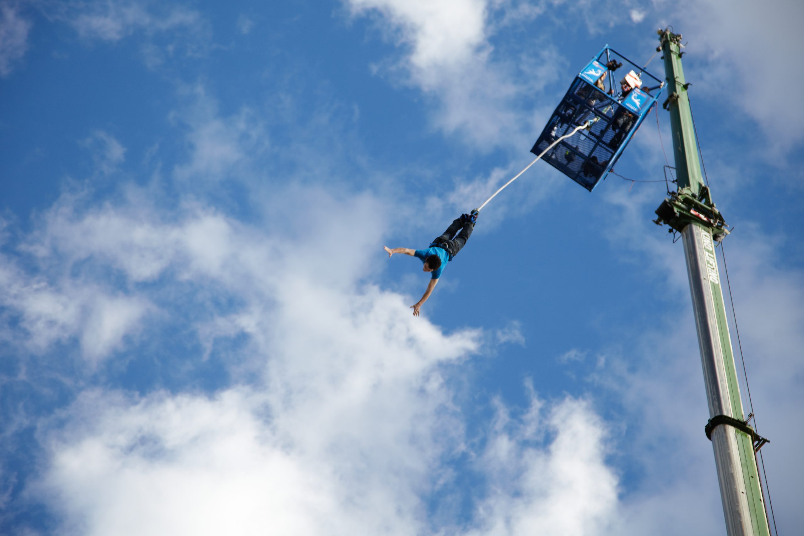 Person bungee jumping.